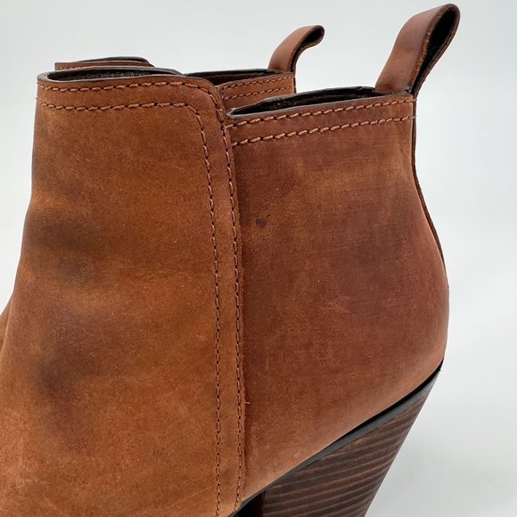 Cole Haan Grand OS Size 6 Chesney Leather Ankle Bootie Brown Heeled Boots Zip Up - Picture 7 of 10